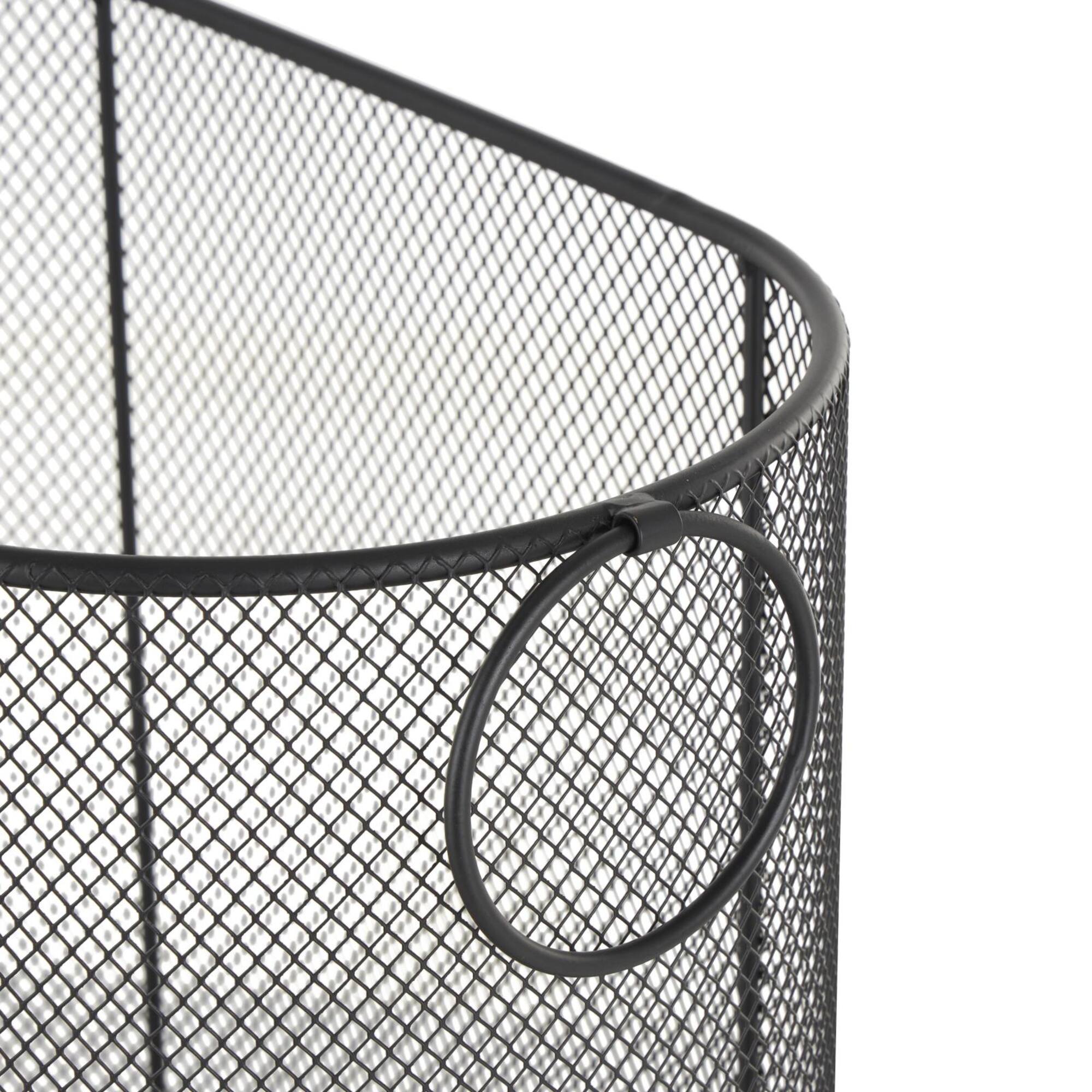 21" Metal Oval Mesh Wire Rolling Laundry Storage Cart with Ring Handles